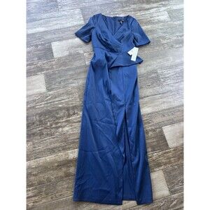 Aidan Mattox Womens Navy Surplice Maxi Formal Evening Dress Gown Size 6 $495msrp